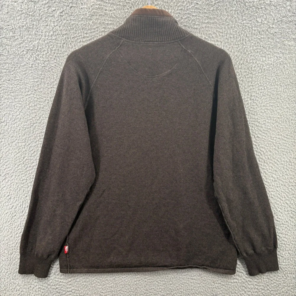 The North Face Sweater Mens Large Brown Quarter Zip Pullover Cotton Wool Blend